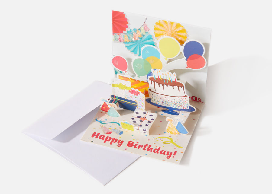 Full View of Up With Paper Trinket Pop Up Birthday Card image number 0